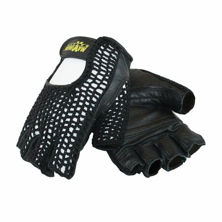 PIP LIFTING GLOVES w/REINFORCED PADDED LEATHER PALMS, CROCHETED COTTON MESH BACK, Large 122-AV14/L